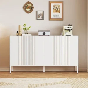 Modern dressoir met 4 deuren - 140 x 41,5 x 80 cm - MDF en spaanplaat - voor woonkamer keuken - Wit Merax