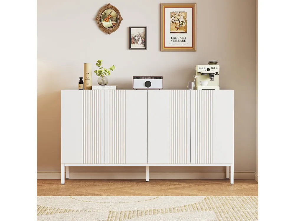 Modern dressoir met 4 deuren - 140 x 41,5 x 80 cm - MDF en spaanplaat - voor woonkamer keuken - Wit Merax