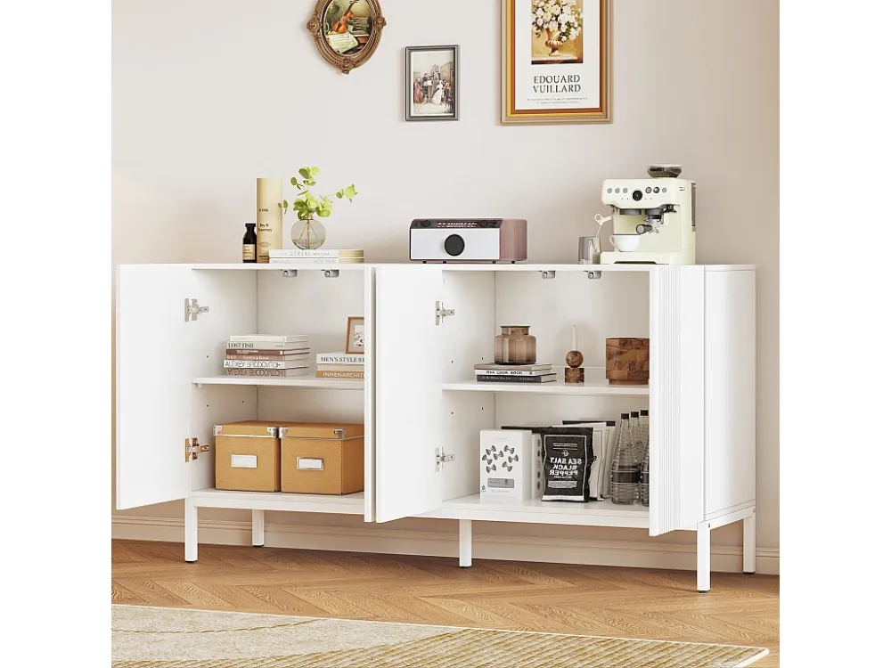 Modern dressoir met 4 deuren - 140 x 41,5 x 80 cm - MDF en spaanplaat - voor woonkamer keuken - Wit Merax