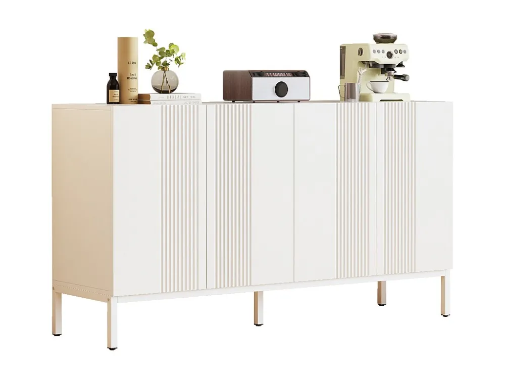 Modern dressoir met 4 deuren - 140 x 41,5 x 80 cm - MDF en spaanplaat - voor woonkamer keuken - Wit Merax