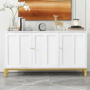 Modern dressoir met 3 deuren - 140 x 40 x 80 cm - MDF en spaanplaat - voor woonkamer keuken - Wit Merax