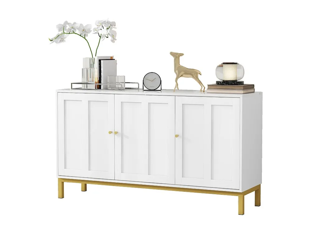 Modern dressoir met 3 deuren - 140 x 40 x 80 cm - MDF en spaanplaat - voor woonkamer keuken - Wit Merax