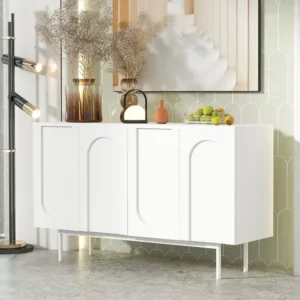 Modern dressoir met 4 deuren - 140 x 42 x 80 cm - MDF hout - witte kleur Merax
