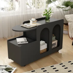 Uitneembaar dressoir op wielen met 1 lade en 3 vakken - 82 x 30 x 53 cm - Spaanplaat - Zwart Merax