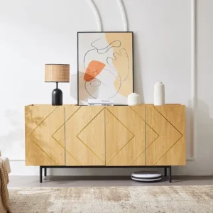 Woonkamerdressoir, buffetkast met 4 deuren - natuurlijk hout - spaanplaten - H 78 cm / B 160 cm / D 40 cm Merax