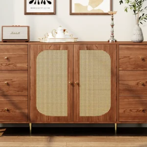 Buffer 2 deuren en 6 laden - MDF - Bruin ModernLuxe