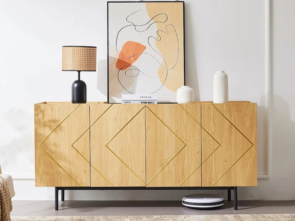 Dressoir - 4 deuren met verstelbare planken - Naturel ModernLuxe