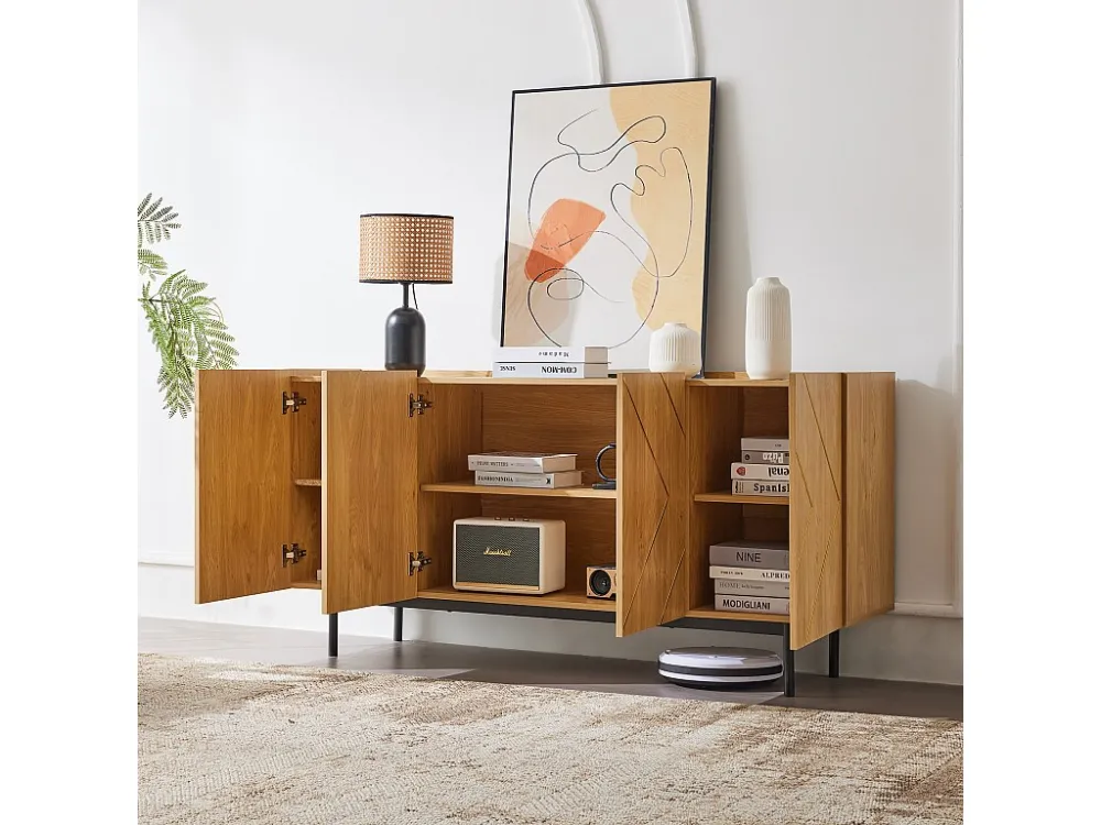 Dressoir - 4 deuren met verstelbare planken - Naturel ModernLuxe