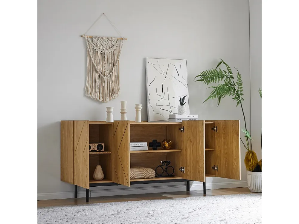 Dressoir - 4 deuren met verstelbare planken - Naturel ModernLuxe