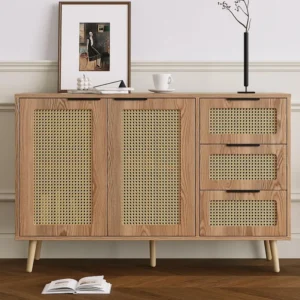 Dressoir - 3 laden en 2 deuren met verstelbare planken - MDF - Naturel ModernLuxe