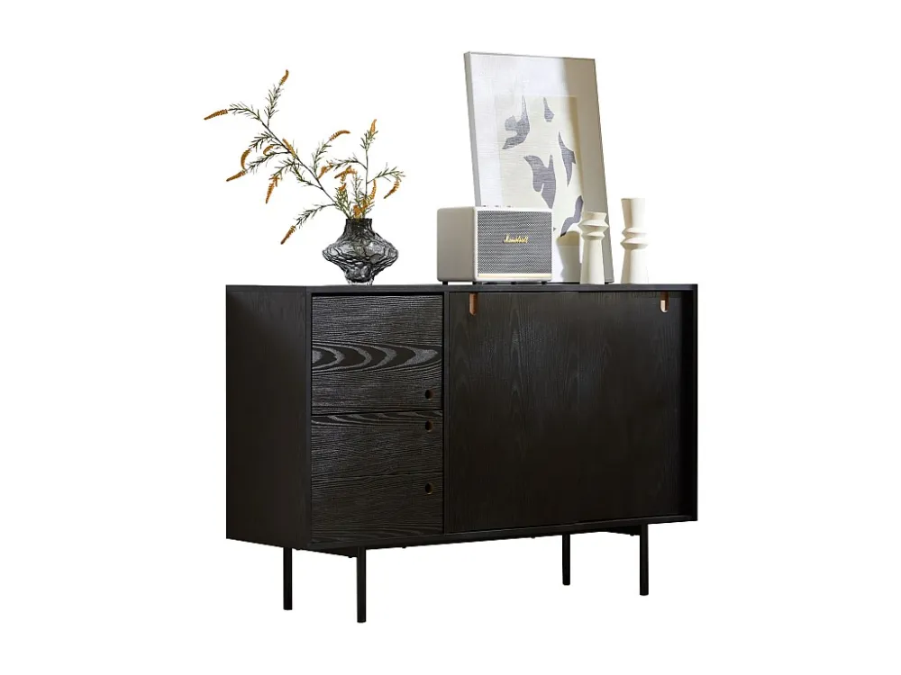 Dressoir - 2 lades en 3 schuifdeuren - spaanplaat - Wit ModernLuxe