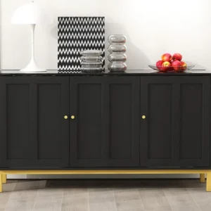 Dressoir met 3 deuren en verstelbare planken - MDF & spaanplaat - Zwart ModernLuxe