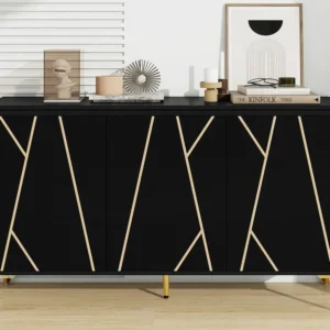 Dressoir met 3 deuren en verstelbare planken - MDF - moderne stijl - Zwart ModernLuxe
