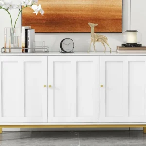 Dressoir met 3 deuren en verstelbare planken - MDF en spaanplaat - Wit ModernLuxe
