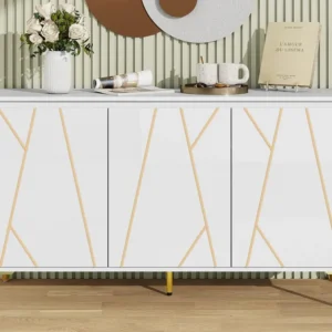 Dressoir met 3 deuren en verstelbare planken - MDF - moderne stijl - Wit ModernLuxe