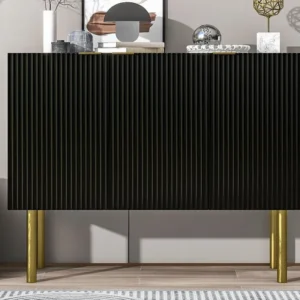Dressoir met 3 deuren en verstelbare planken - MDF & spaanplaat - Zwart ModernLuxe