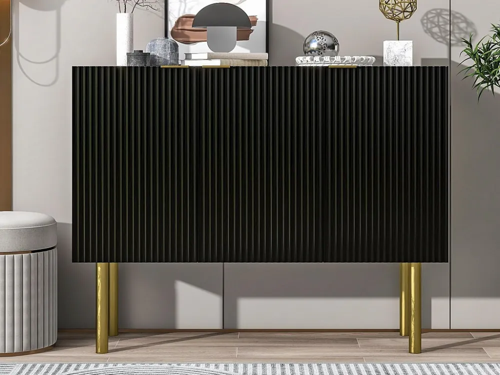 Dressoir met 3 deuren en verstelbare planken - MDF & spaanplaat - Zwart ModernLuxe