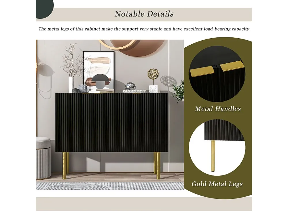 Dressoir met 3 deuren en verstelbare planken - MDF & spaanplaat - Zwart ModernLuxe