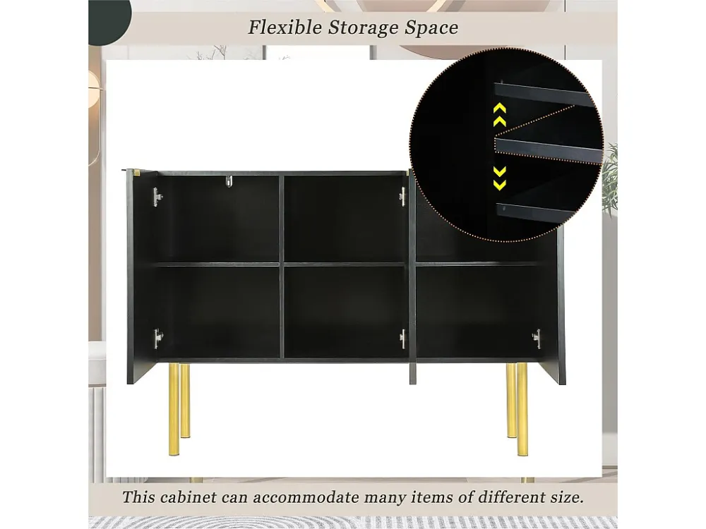 Dressoir met 3 deuren en verstelbare planken - MDF & spaanplaat - Zwart ModernLuxe