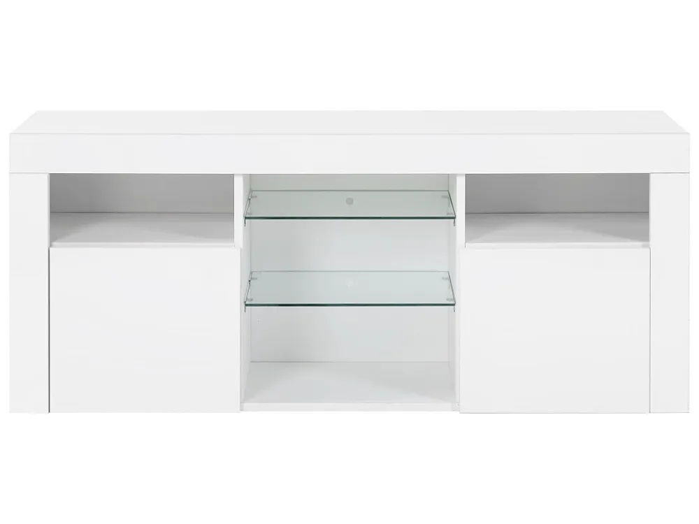 Dressoir met LED - 2 deuren en 5 open vakken - Wit ModernLuxe