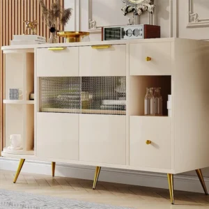 Dressoir met LED en multifunctionele opbergruimte - MDF - moderne stijl - Wit ModernLuxe