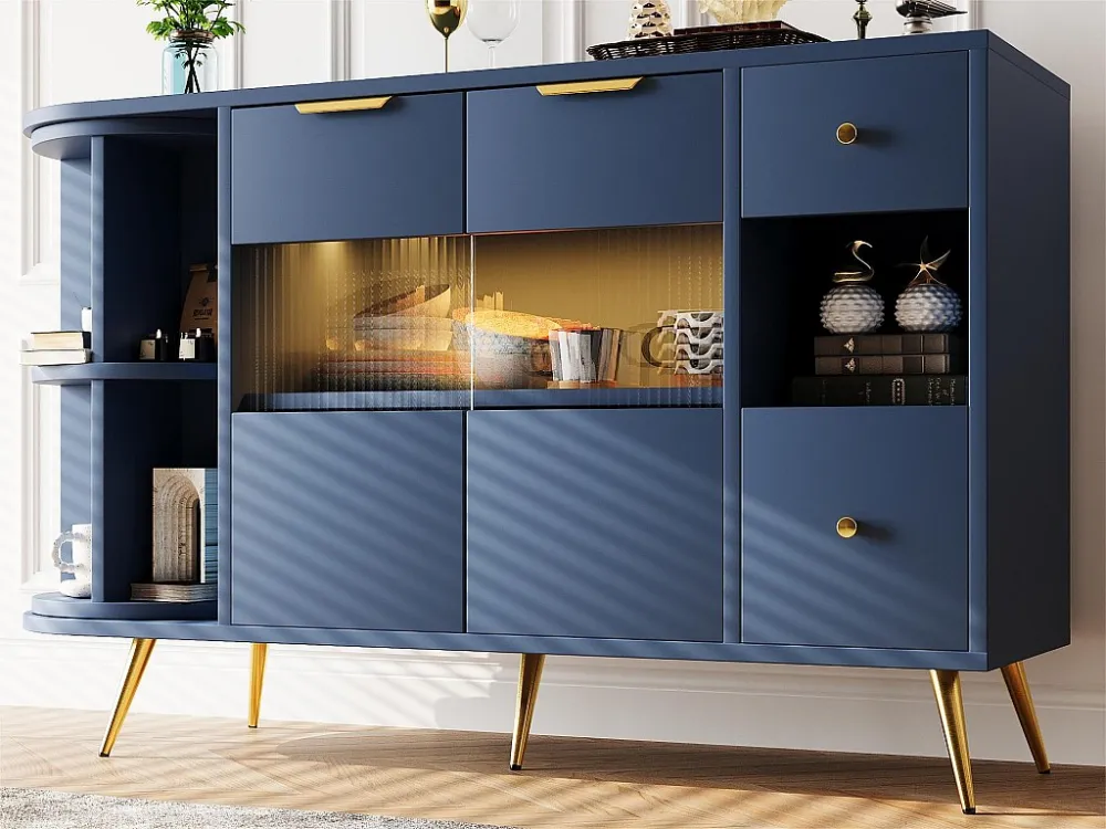 Dressoir met LED en multifunctionele opbergruimte - MDF - moderne stijl - Blauw ModernLuxe