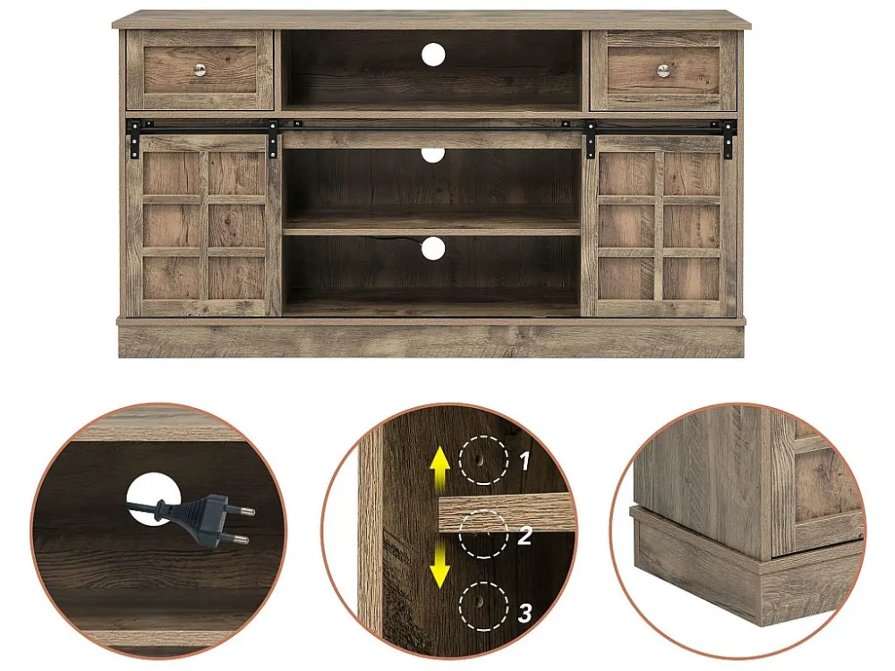 Dressoir met 2 schuifdeuren en vakken - verstelbare interne planken - Naturel ModernLuxe
