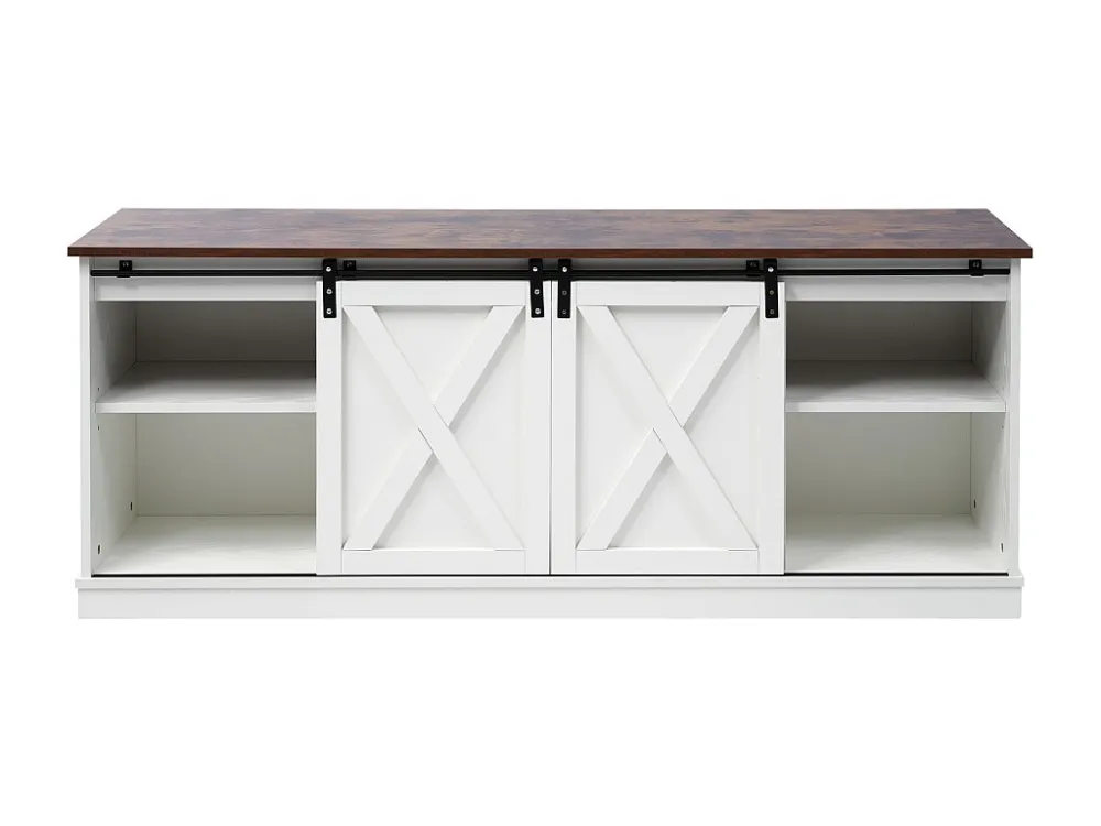 Dressoir met 2 schuifdeuren en vakken - verstelbare interne planken - Wit ModernLuxe