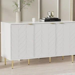 Dressoir met 6 vakken - vergulde poten en handgrepen - eigentijdse stijl - wit ModernLuxe
