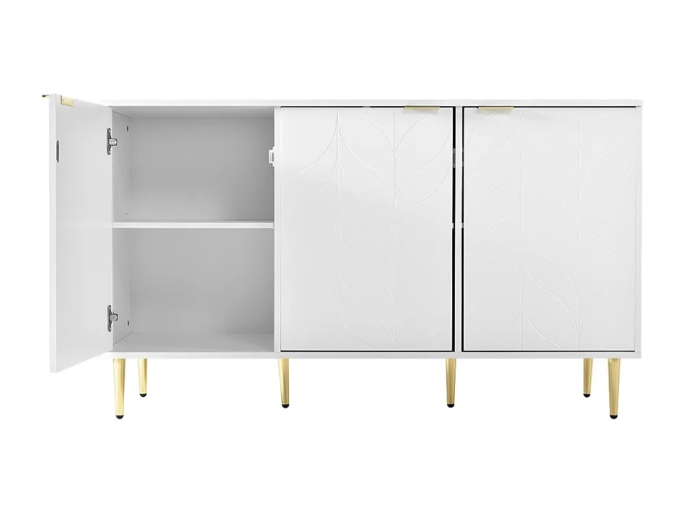 Dressoir met 6 vakken - vergulde poten en handgrepen - eigentijdse stijl - wit ModernLuxe