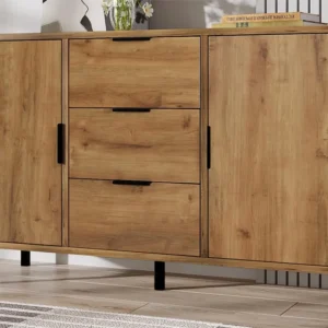 Dressoir met verstelbare planken - 2 deuren en 3 laden - Naturel ModernLuxe