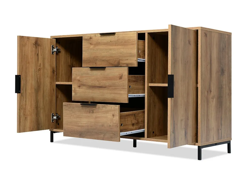 Dressoir met verstelbare planken - 2 deuren en 3 laden - Naturel ModernLuxe