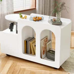 Dressoir op wielen - met multifunctionele opbergruimte - designunique - Wit ModernLuxe
