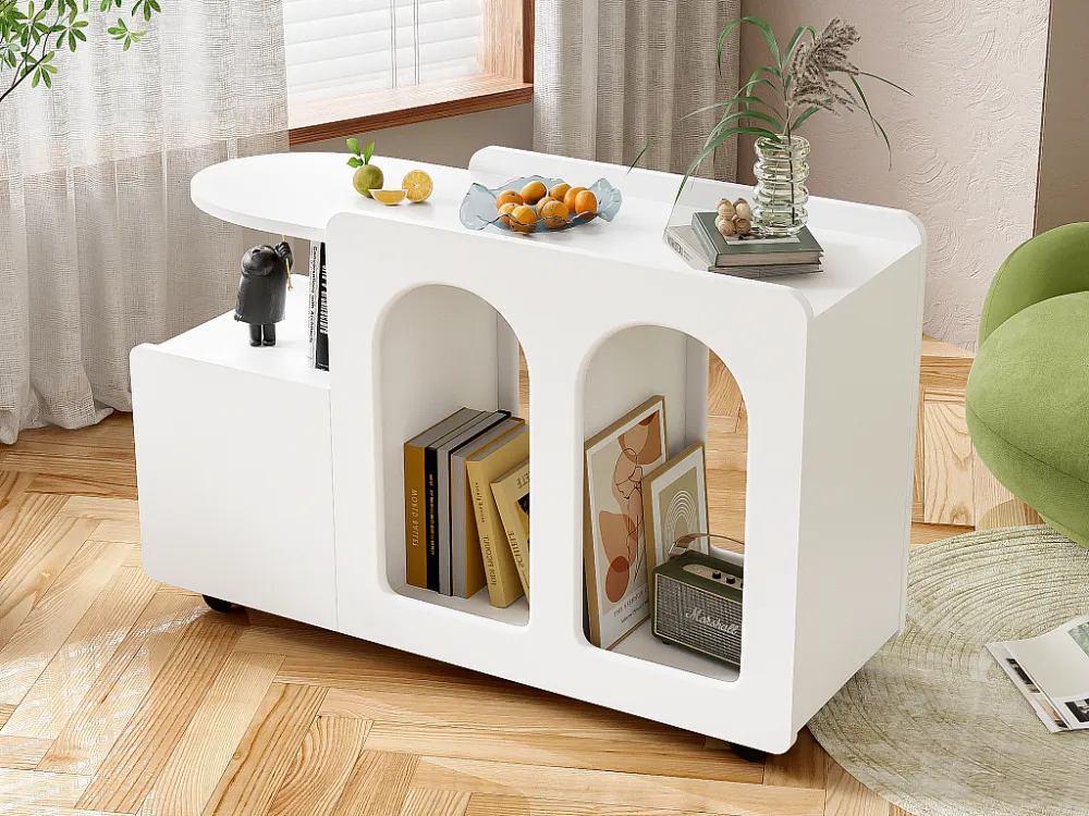 Dressoir op wielen - met multifunctionele opbergruimte - designunique - Wit ModernLuxe