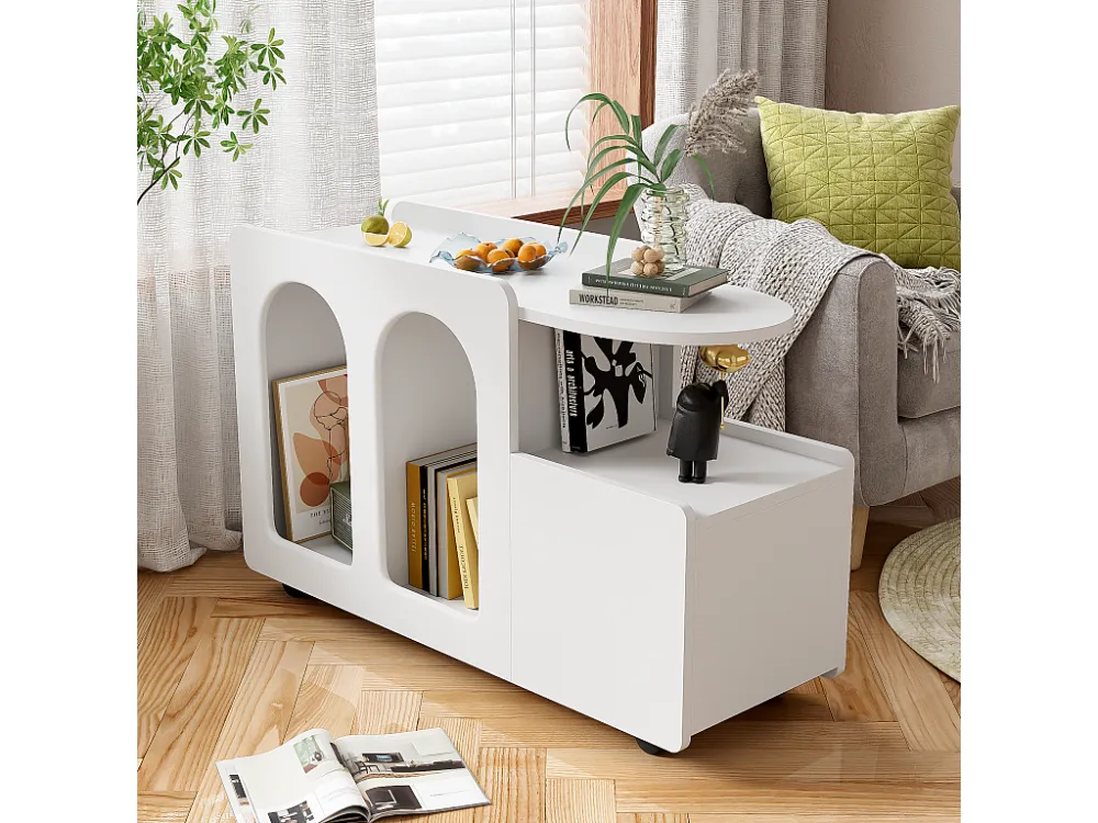 Dressoir op wielen - met multifunctionele opbergruimte - designunique - Wit ModernLuxe