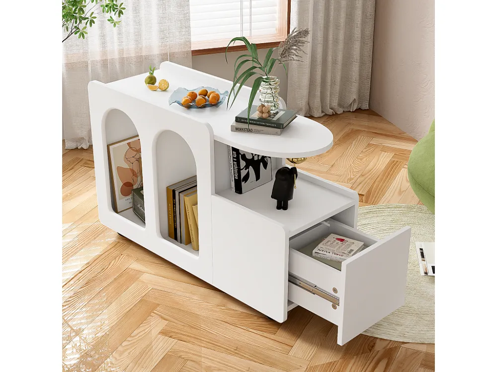 Dressoir op wielen - met multifunctionele opbergruimte - designunique - Wit ModernLuxe