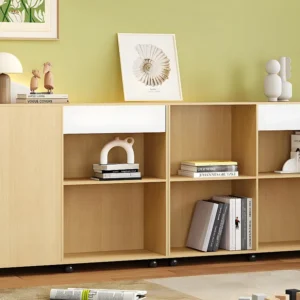 Dressoir op wielen met open vakken - MDF en spaanplaat - Naturel ModernLuxe