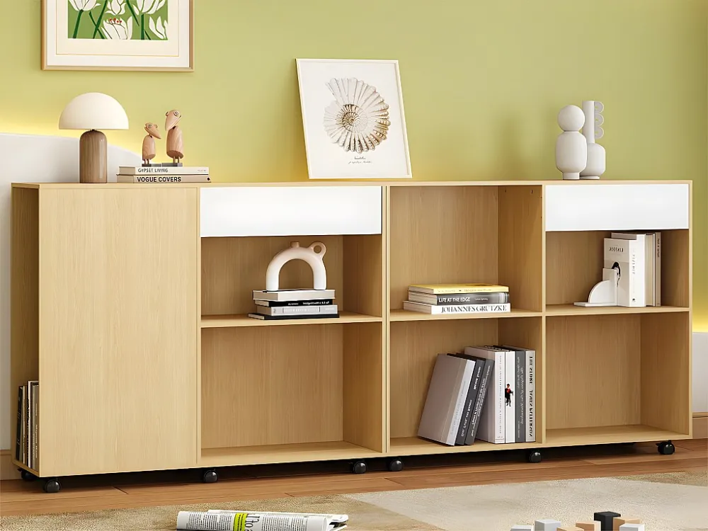 Dressoir op wielen met open vakken - MDF en spaanplaat - Naturel ModernLuxe