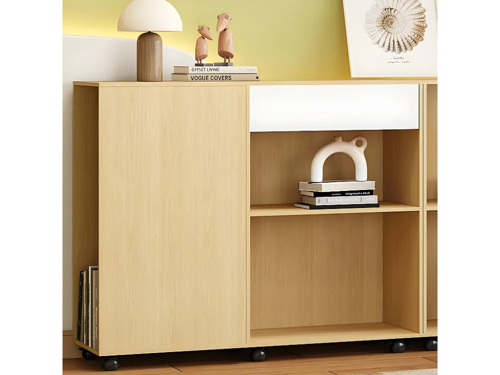 Dressoir op wielen met open vakken - MDF en spaanplaat - Naturel ModernLuxe