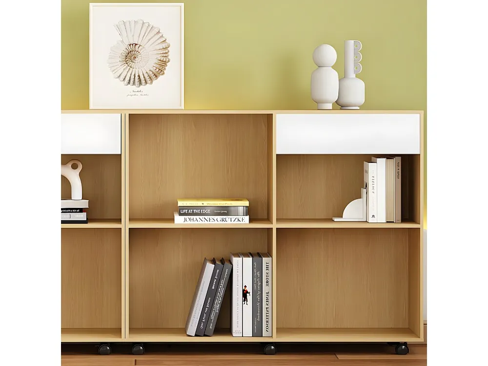 Dressoir op wielen met open vakken - MDF en spaanplaat - Naturel ModernLuxe