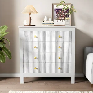 Dressoir、ladekast met 4 laden - spaanplaat - Wit ModernLuxe