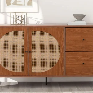 Laag dressoir - 2 deuren en 2 lades - Donker naturel ModernLuxe