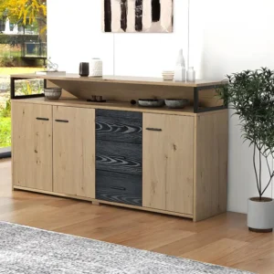Laag dressoir - 3 deuren 3 lades - industriële stijl - Naturel ModernLuxe