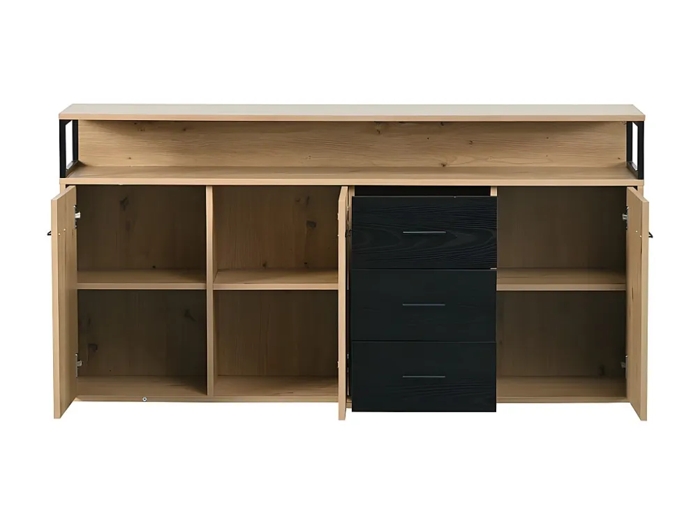Laag dressoir - 3 deuren 3 lades - industriële stijl - Naturel ModernLuxe