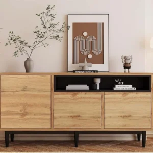 Laag dressoir - 3 deuren en 2 vakken - naturel ModernLuxe