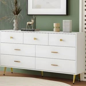 Laag dressoir - 7 lades - spaanplaat - Wit ModernLuxe