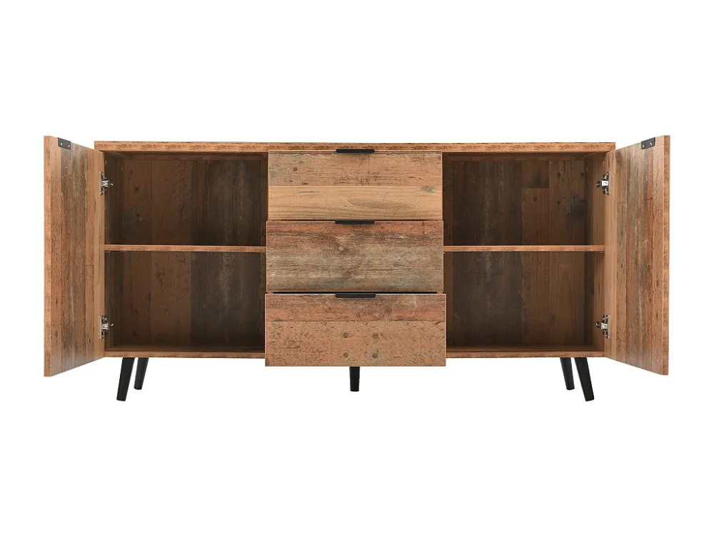 Laag dressoir met 3 lades en verstelbare planken - vintage stijl - Bruin ModernLuxe