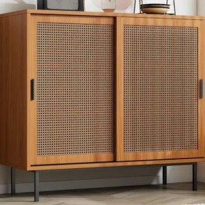 Laag dressoir - met 2 schuifdeuren en verstelbare planken - Naturel ModernLuxe
