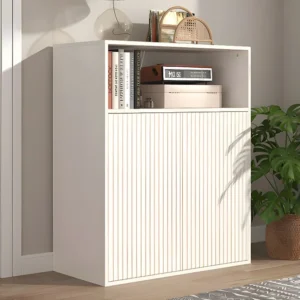 MDF dressoir - 2 deuren en open vakken - Wit ModernLuxe