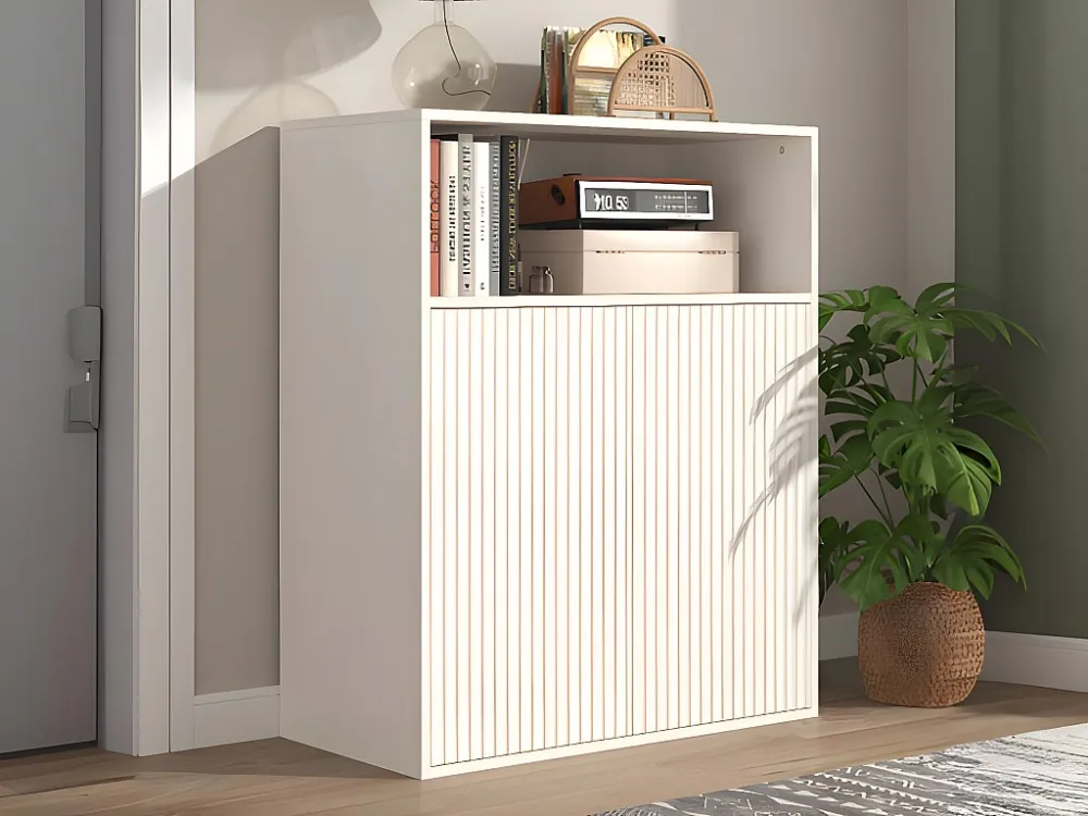 MDF dressoir - 2 deuren en open vakken - Wit ModernLuxe